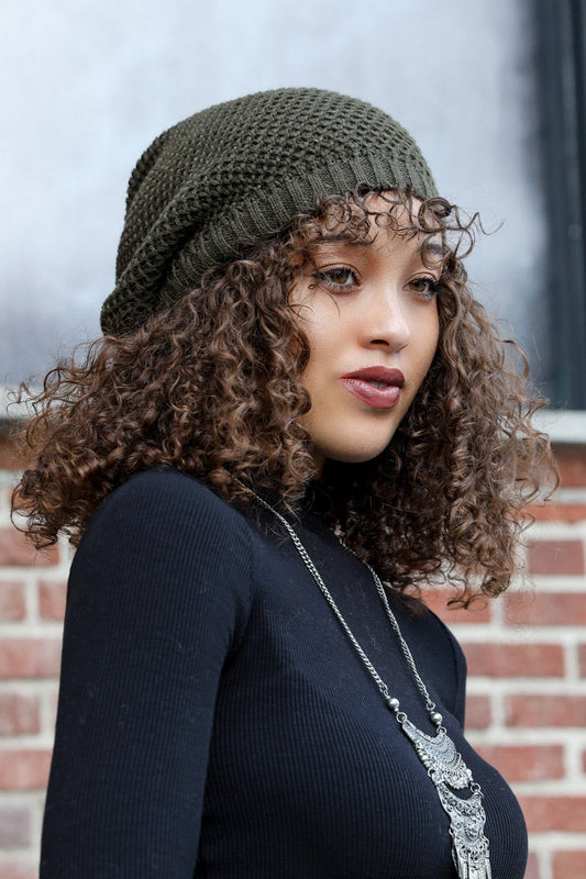 Textured Slouch Beanie-Soul Flow Apparel