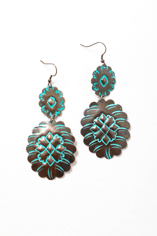 Turquoise Flower Drop Earrings-Soul Flow Apparel