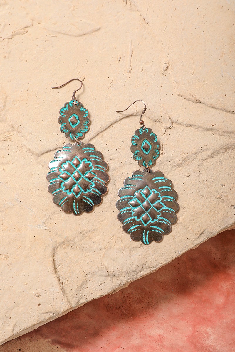 Turquoise Flower Drop Earrings-Soul Flow Apparel