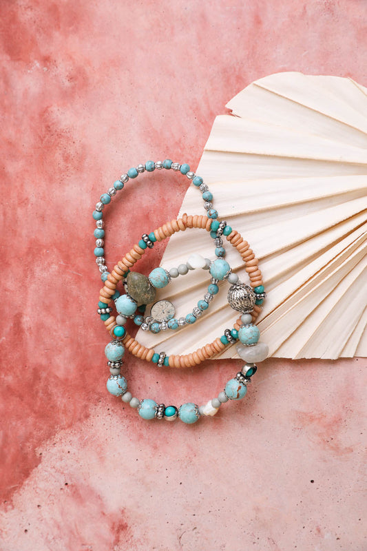 Turquoise Mixed Bead Stackable Bracelet-Soul Flow Apparel