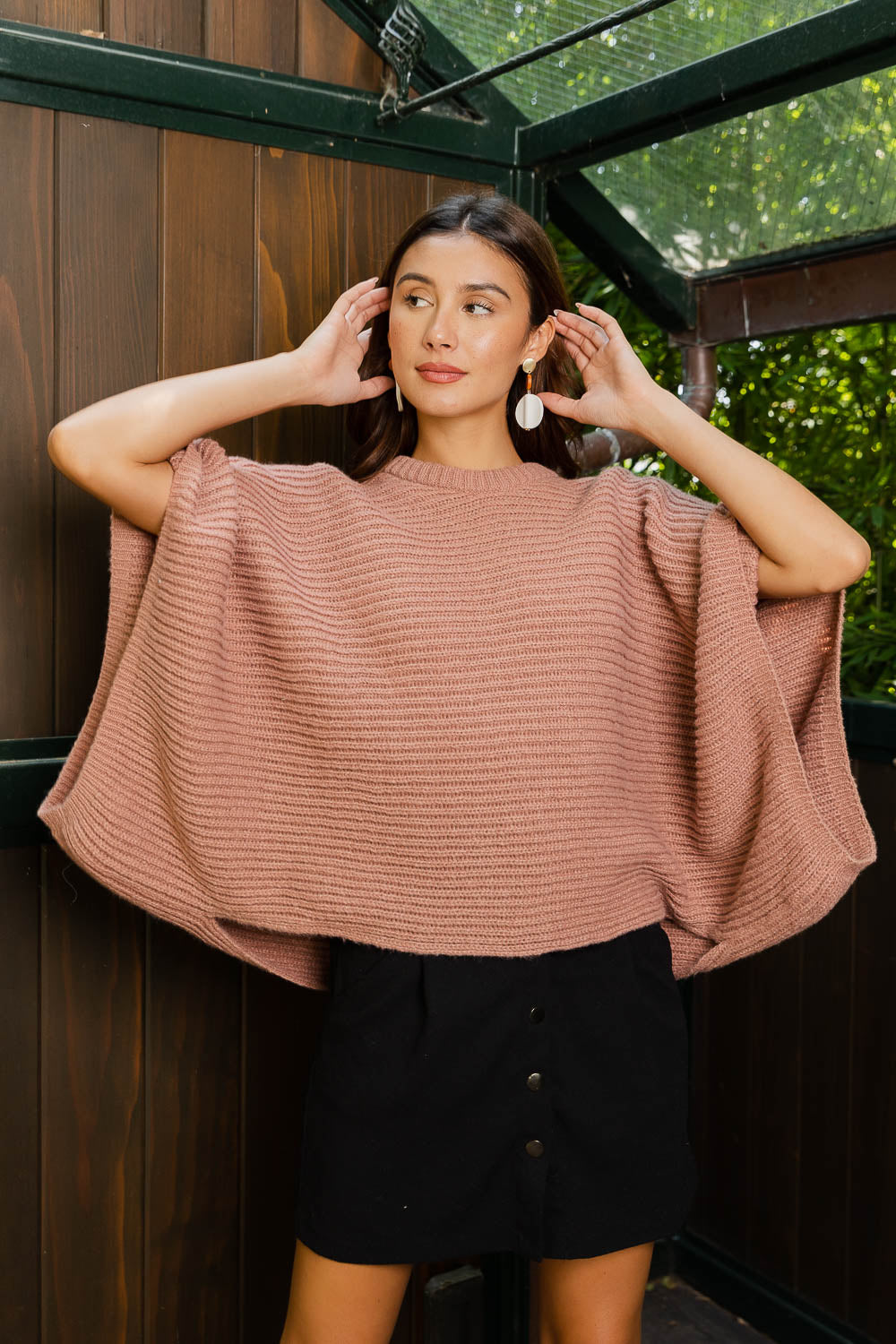 Urban Chic Ribbed Knit Sleeve Poncho-Soul Flow Apparel