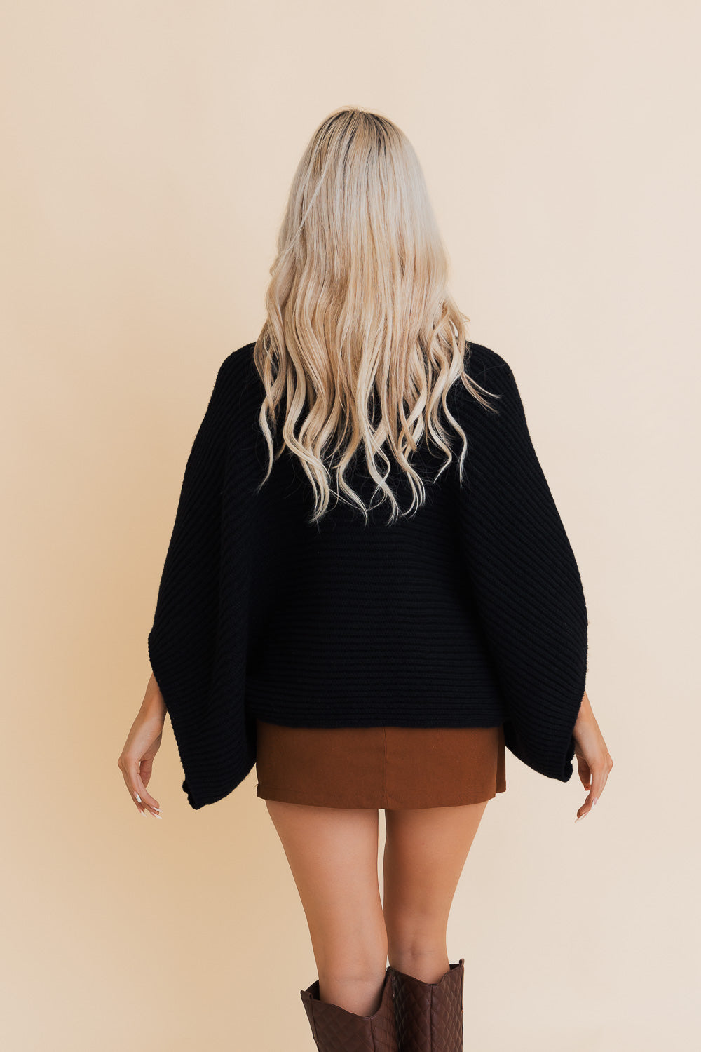 Urban Chic Ribbed Knit Sleeve Poncho-Soul Flow Apparel