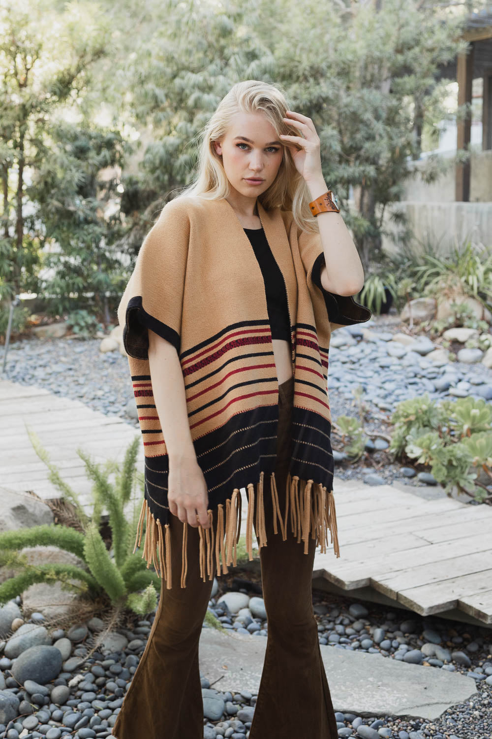 Western Luxe Fringed Ruana-Soul Flow Apparel