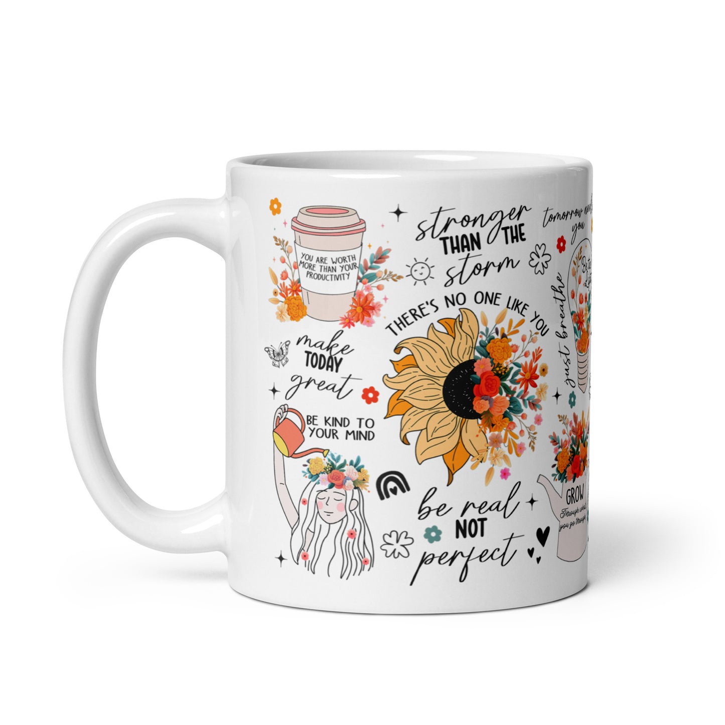 Feed You Mind White glossy mug-Soul Flow Apparel
