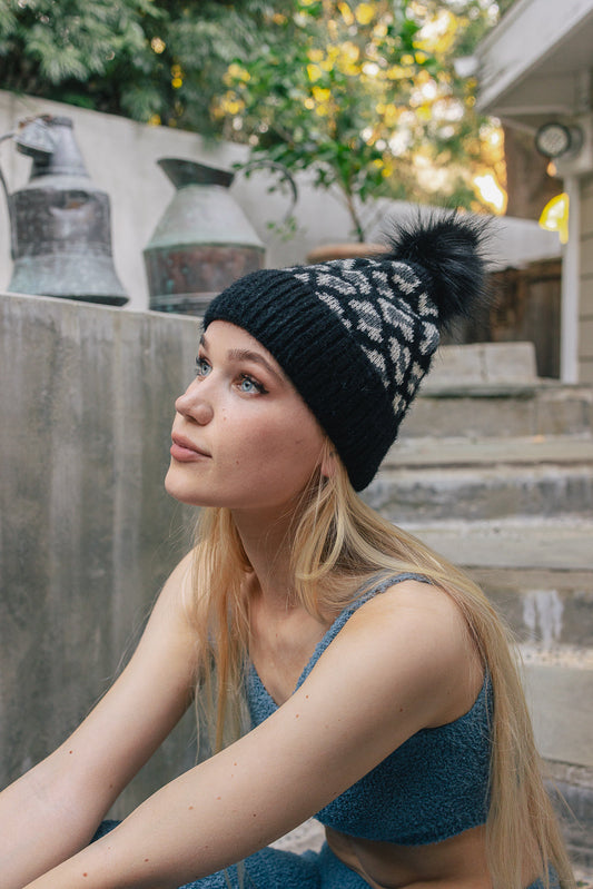 Wild Leopard Knit Beanie-Soul Flow Apparel