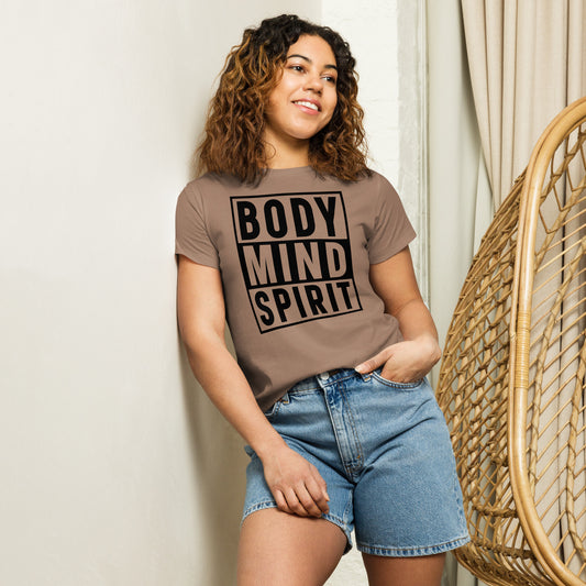 Body Mind Spirit Women’s high-waisted t-shirt-Soul Flow Apparel