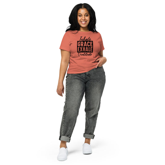 Inhale Grace Women’s high-waisted t-shirt-Soul Flow Apparel