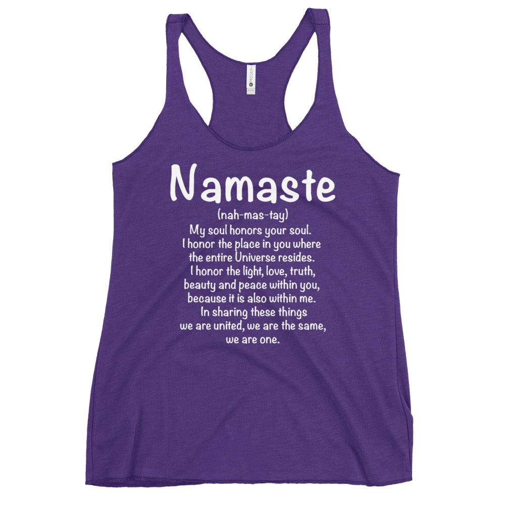 Purple Namaste graphic tank top from Soul Flow Yoga Store Yoga Tank, Yoga Shirt, Yoga Apparel lightweight racerback