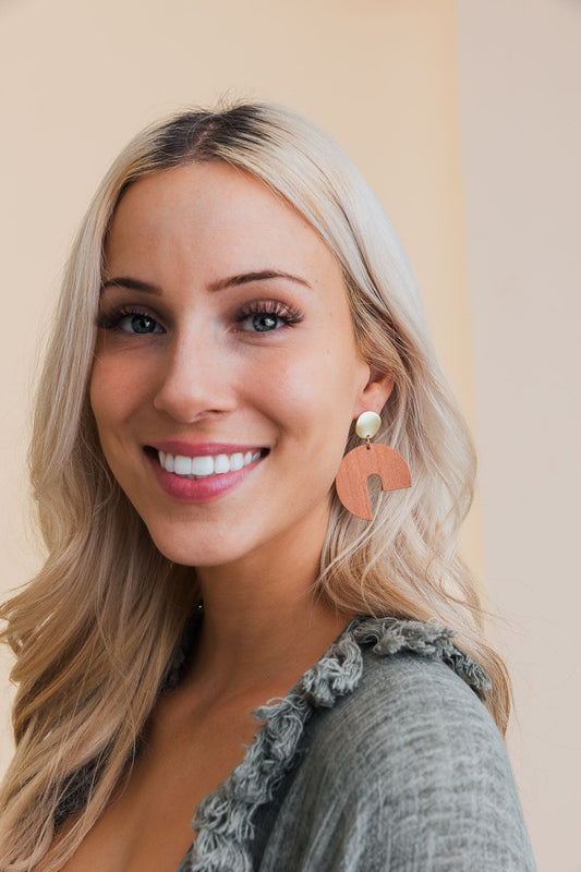 Wooden Modern Arch Shaped Earring-Soul Flow Apparel