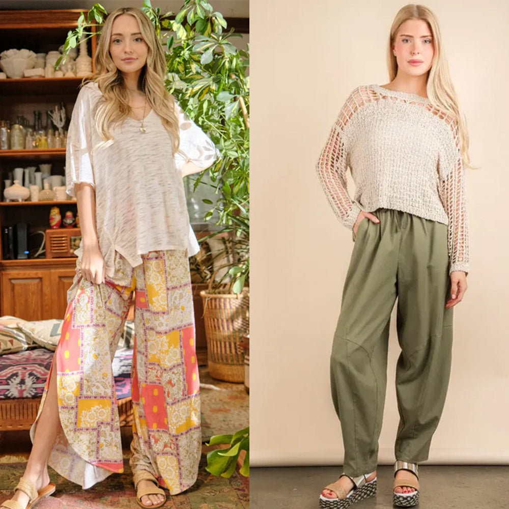 Stylish bohemian pants for women featuring vibrant patterns and comfortable fits for casual wear