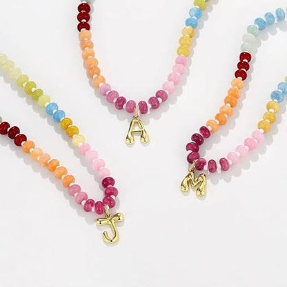 Beaded Bubble Initial Necklace