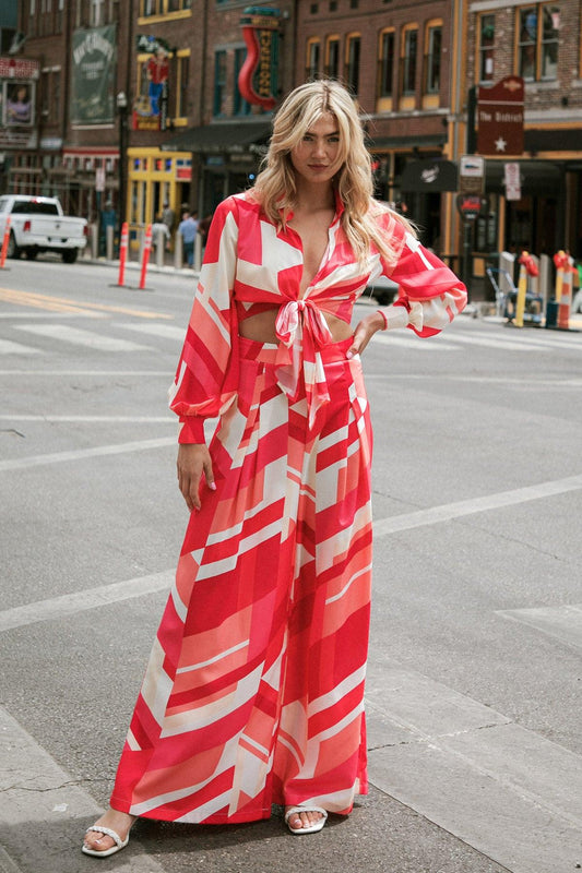 Good Times Only Wide Leg Woven Pants With Pleated Detail Side Zipper And Pockets