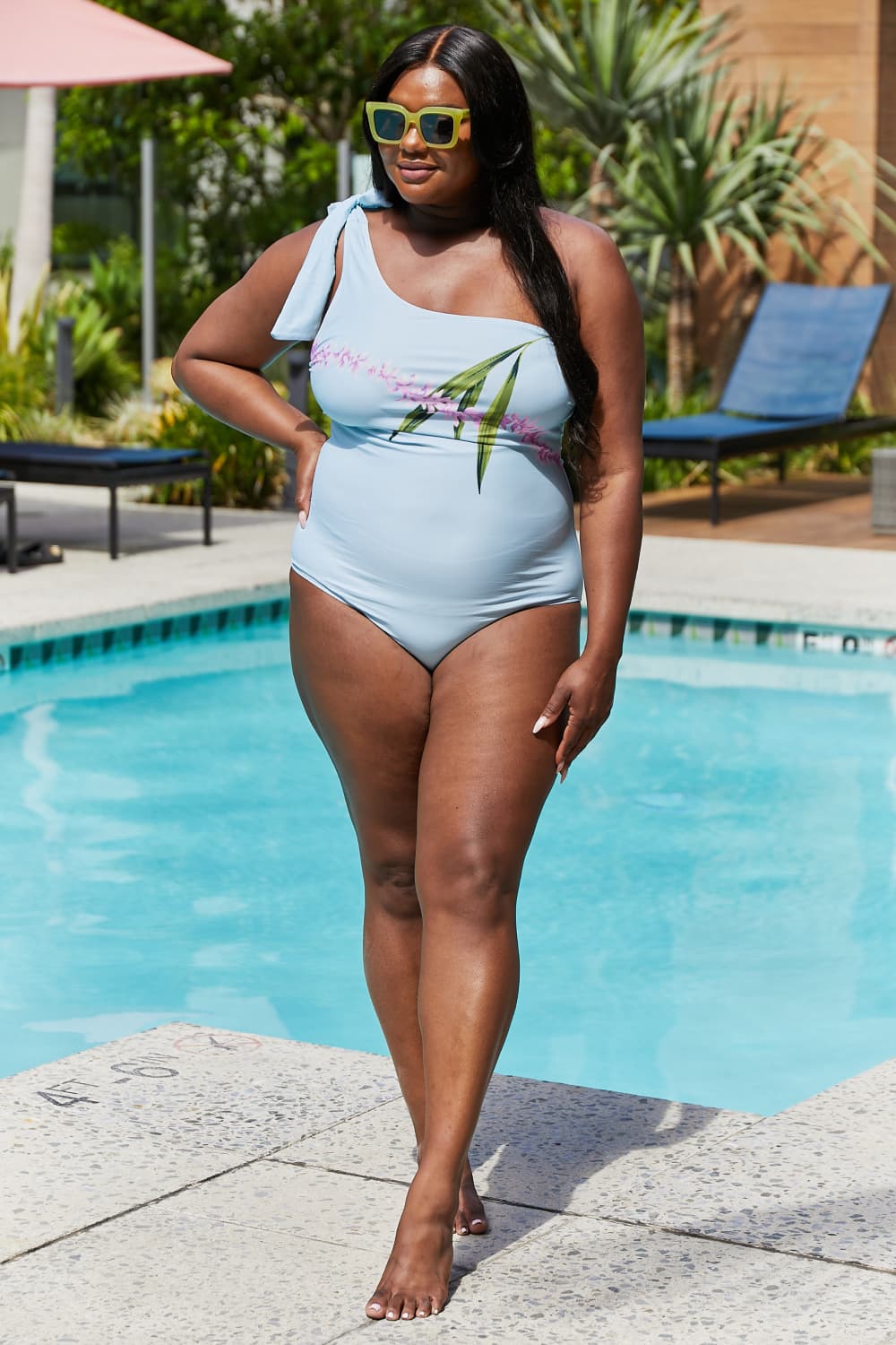 Marina West Swim Vacay Mode One Shoulder Swimsuit in Pastel Blue-Soul Flow Apparel
