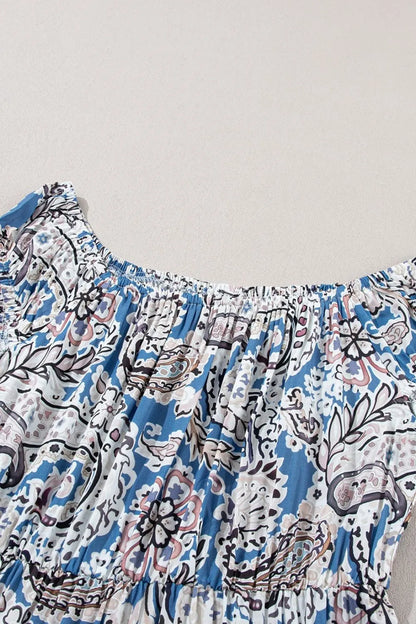 Boho Paisley Print Off Shoulder Maxi Dress-Soul Flow Apparel