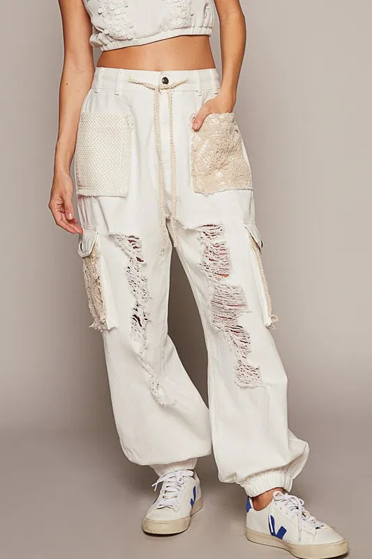 POL Crochet Patch Distressed Washed Jeans-Soul Flow Apparel