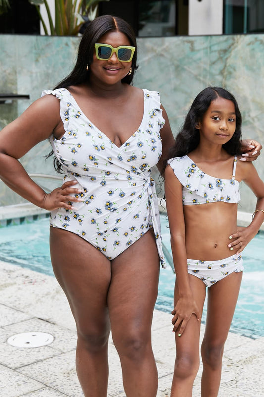 Marina West Swim Float On Ruffle Faux Wrap One-Piece in Daisy Cream-Soul Flow Apparel