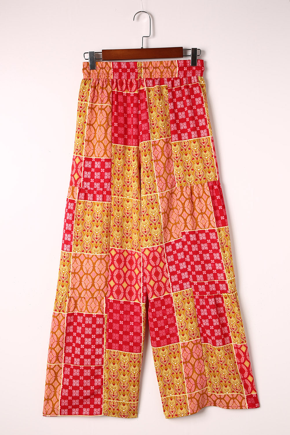 Bohemian Patchwork Drawstring Wide Leg Pants-Soul Flow Apparel