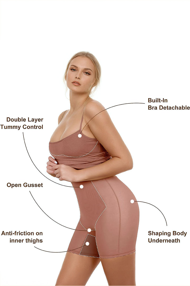 2-in-1 Shapewear Dress – Double Layer Tummy Control-Soul Flow Apparel