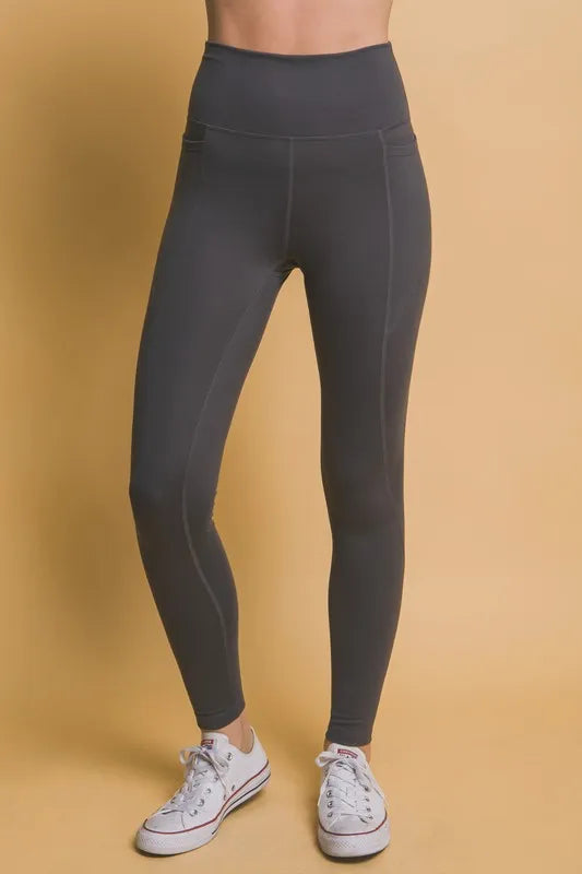 Trendsi high waist leggings with pockets in dark gray for stylish comfort during workouts