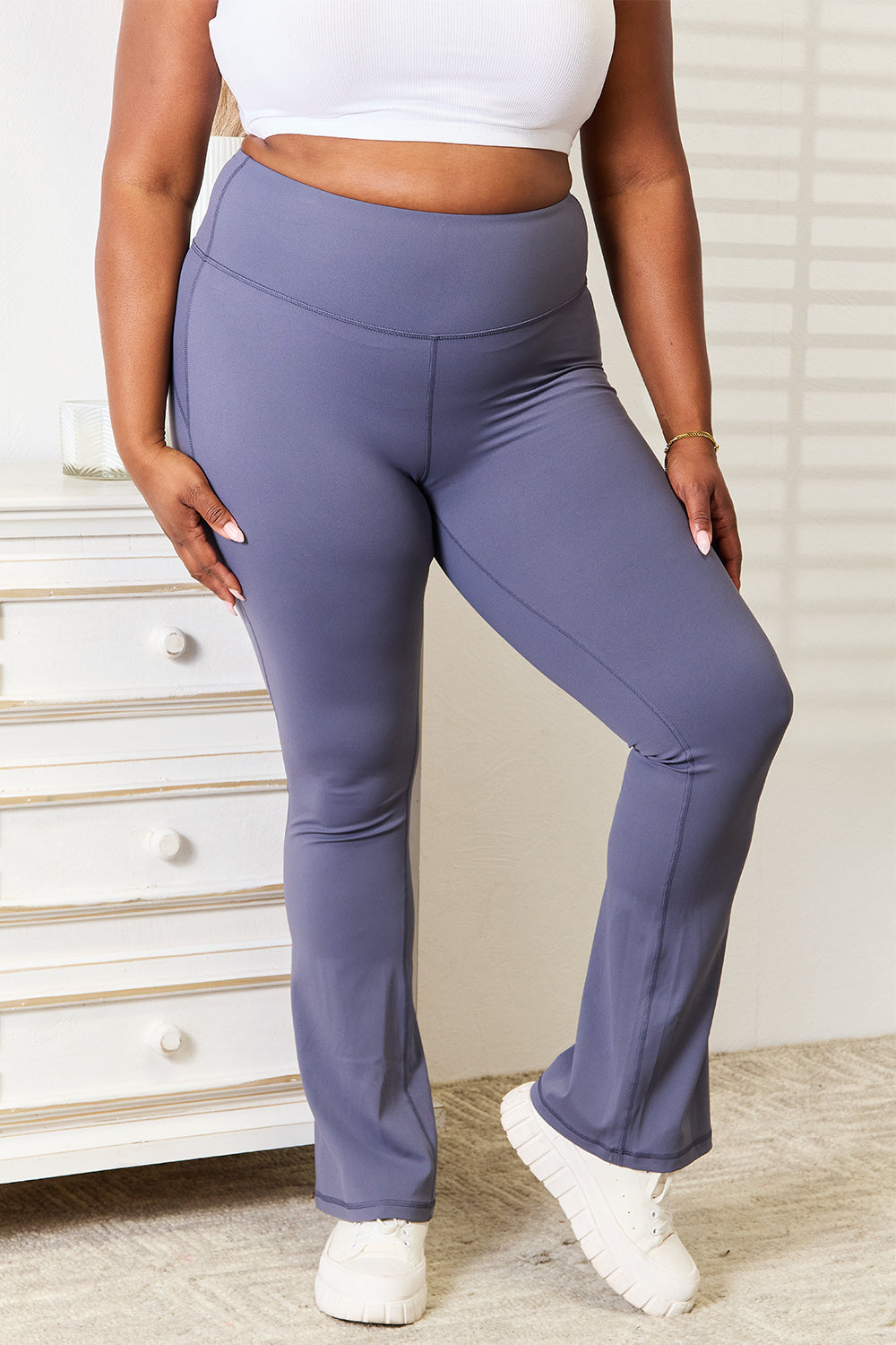 Millennia Basic Bae Wide Waistband Bootcut Sports Pants-Soul Flow Apparel