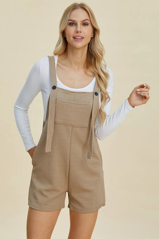 Double Take Full Size Texture Sleeveless Romper-Soul Flow Apparel