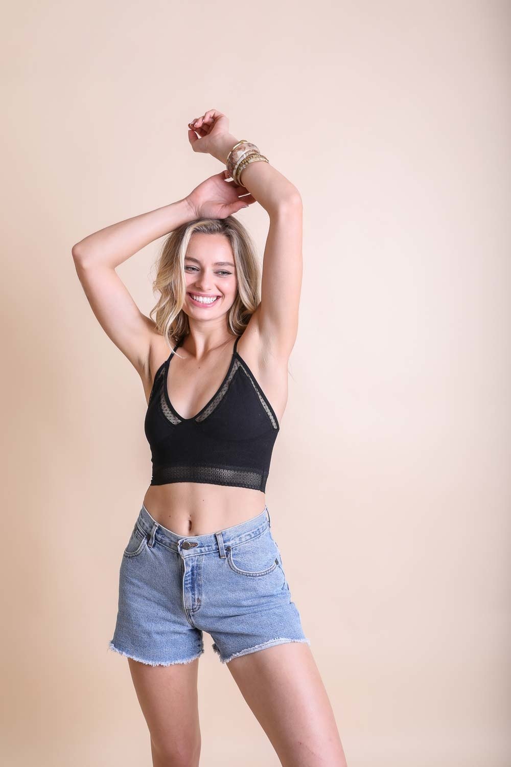 Seamless Polkadot Lace Trim Bralette-Soul Flow Apparel
