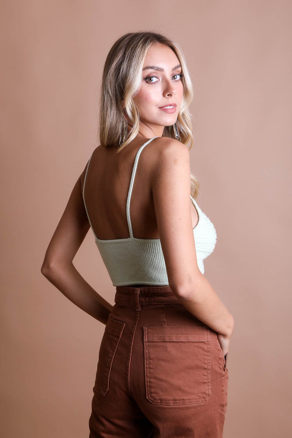 Cozy Knit Pattern Brami-Soul Flow Apparel