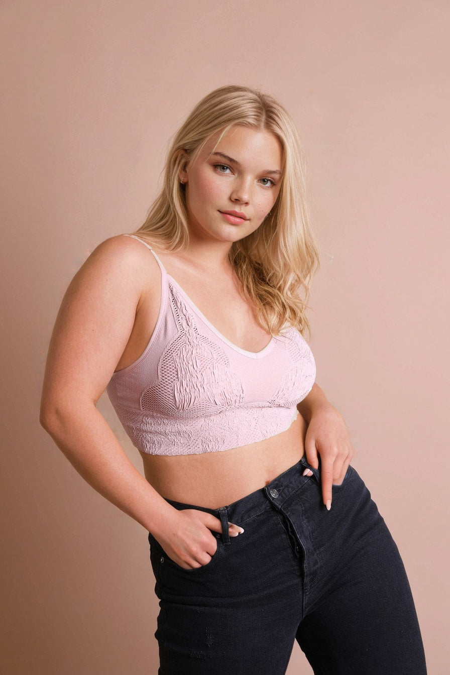 Seamless Padded Textured Brami Plus Size-Soul Flow Apparel