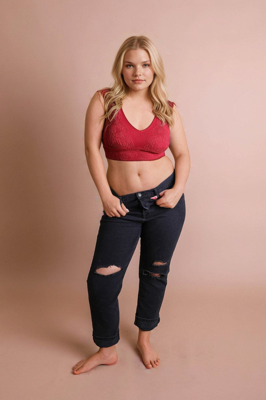 Seamless Padded Textured Brami Plus Size-Soul Flow Apparel