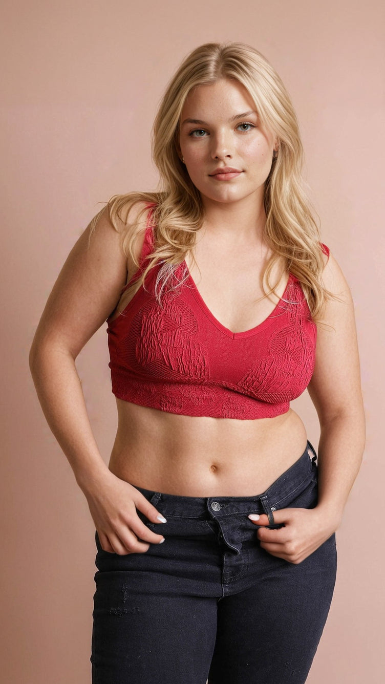 Seamless Padded Textured Brami Plus Size-Soul Flow Apparel