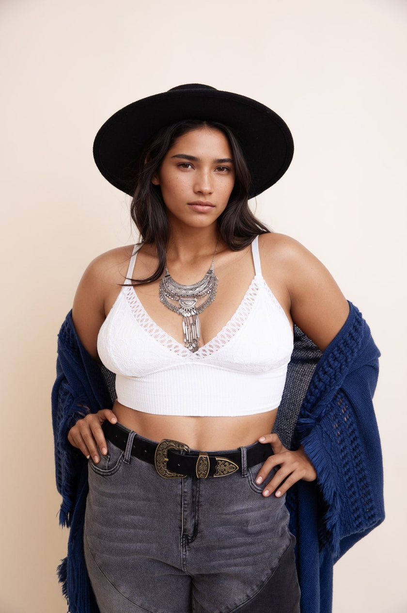 Curvy Waistband Loop Lace Brami – Elegant Plus Size Lace Detail-Soul Flow Apparel