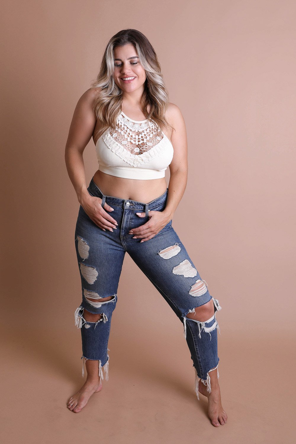 High Neck Crochet Lace Bralette – Stylish Layering Essential-Soul Flow Apparel