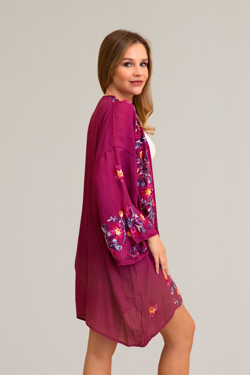 Ethereal Anemone Kimono – Elegant Floral Embroidery-Soul Flow Apparel