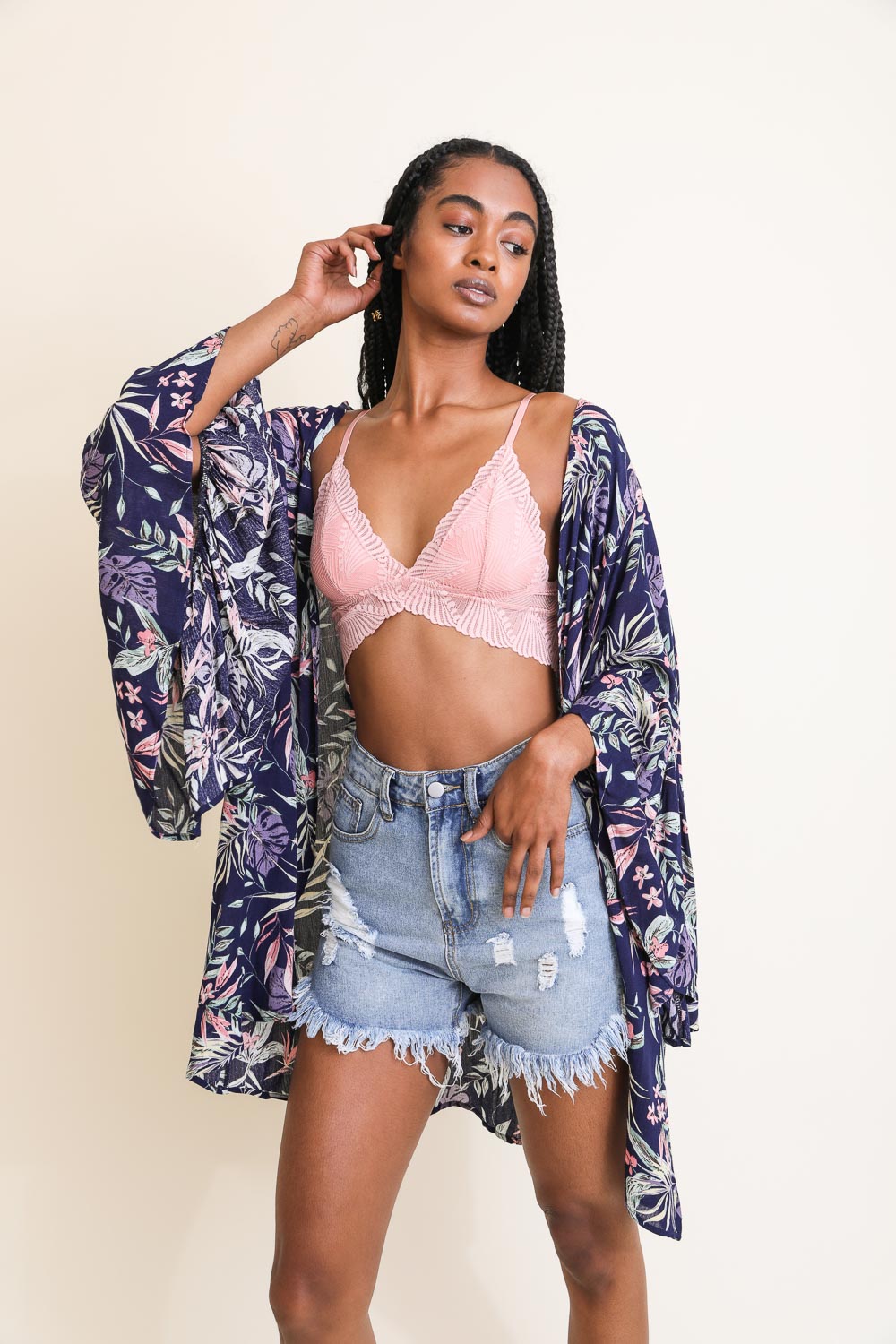 Tropical Vibe Draped Sleeve Kimono-Soul Flow Apparel