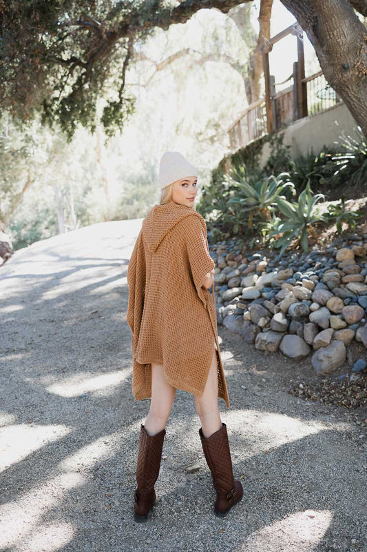 Cozy Soft Waffle Hooded Ruana-Soul Flow Apparel