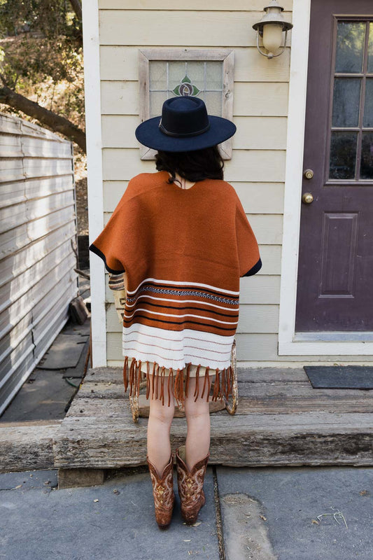 Western Luxe Fringed Ruana-Soul Flow Apparel