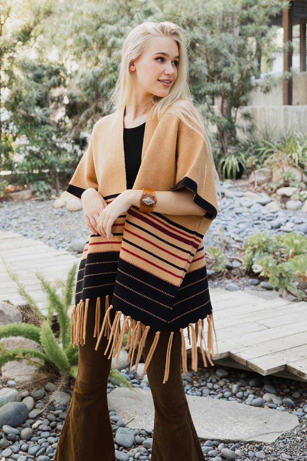 Western Luxe Fringed Ruana-Soul Flow Apparel