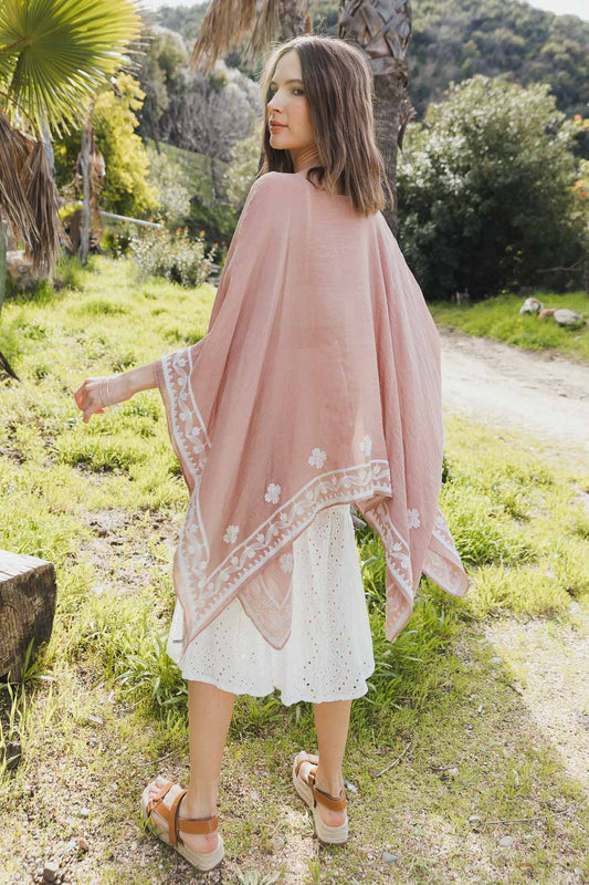 Floral Embroidered Sleeves Kimono-Soul Flow Apparel