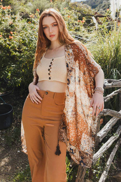 Allover Floral Print Kimono-Soul Flow Apparel