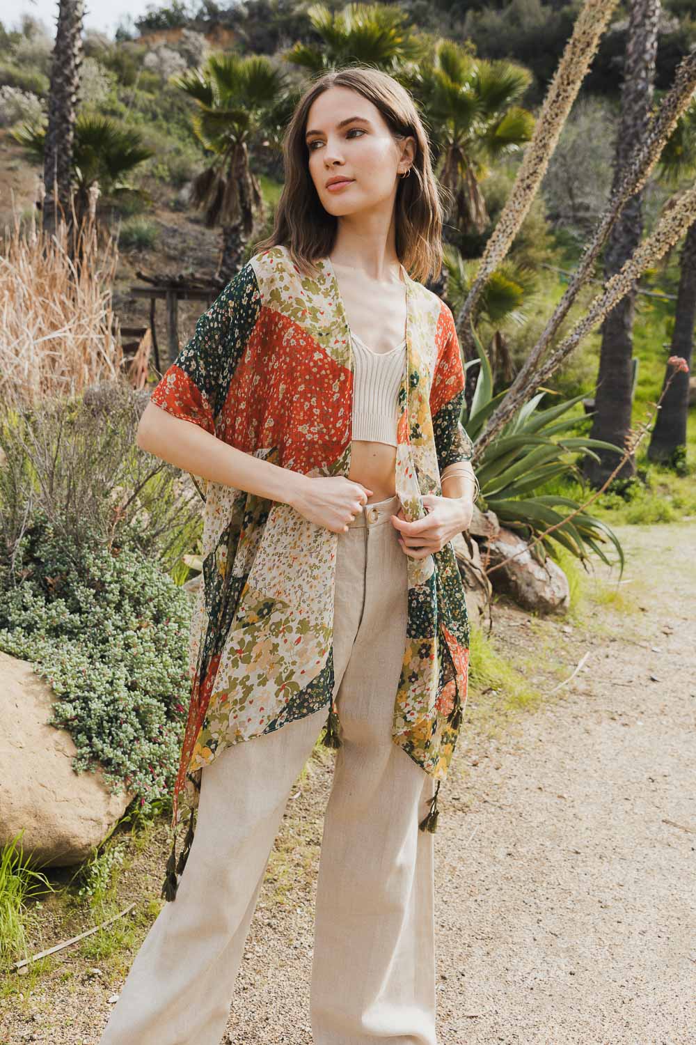 Allover Floral Print Kimono-Soul Flow Apparel