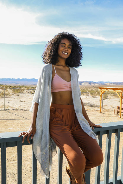 Sequin Frayed Kimono-Soul Flow Apparel