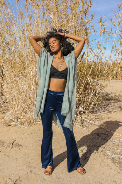 Sequin Frayed Kimono-Soul Flow Apparel