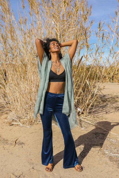 Sequin Frayed Kimono-Soul Flow Apparel