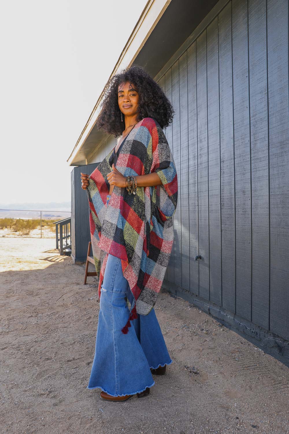 Multi-color Buffalo Checkered Kimono-Soul Flow Apparel