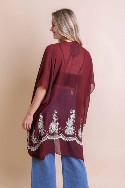 Chic Embroidered Kimono – Sophisticated Floral Design-Soul Flow Apparel