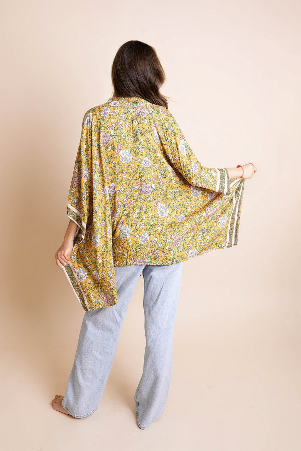 Floral Front Tie Kimono Wrap-Soul Flow Apparel