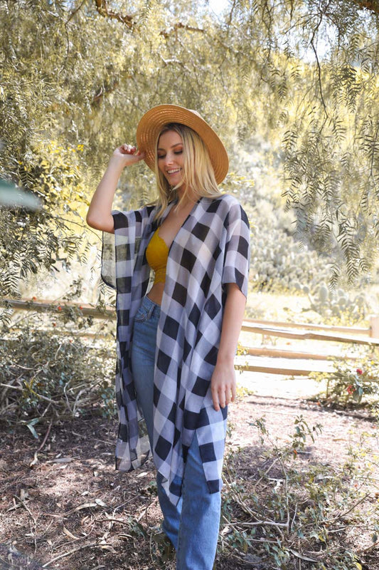 Lightweight Buffalo Check Kimono-Soul Flow Apparel