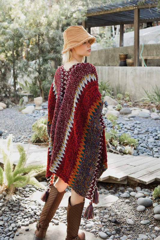 Cuddle Season Crochet Patterned Ruana-Soul Flow Apparel