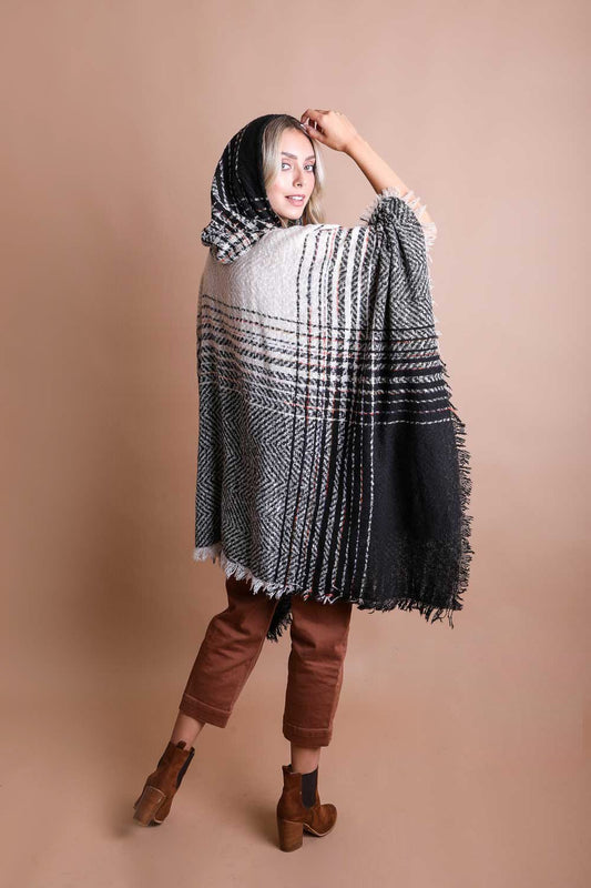 Herringbone Hooded Poncho-Soul Flow Apparel