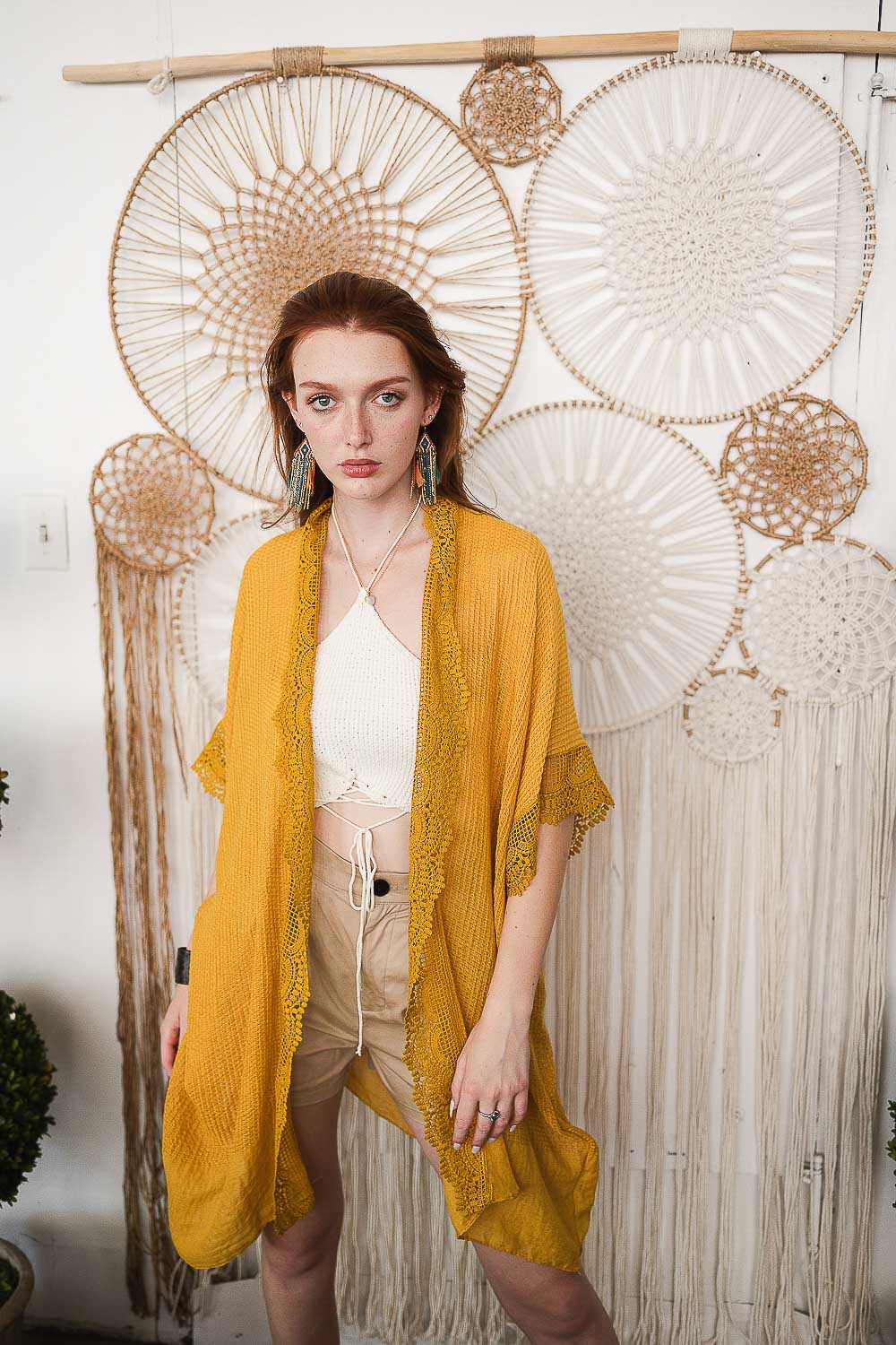 Sunshine Lace Trim Kimono-Soul Flow Apparel